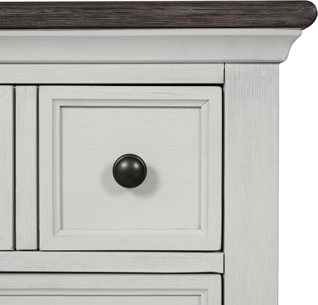 Furniture of America Roden Modern Solid Wood 5-Piece Bedroom Set with Storage Footboard, USB Chargers on Nightstand, Drop Handle Pulls, No Box Spring Needed, King, White