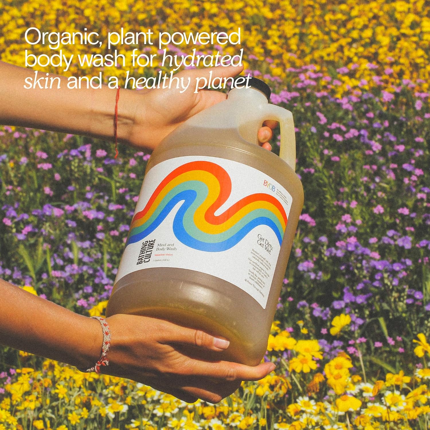 Bathing Culture Organic Body Wash for Women and Men, Natural Shower Gel, Biodegradable, Sustainable, Vegan Personal Care, Gallon Size, Meadow Vision Scent