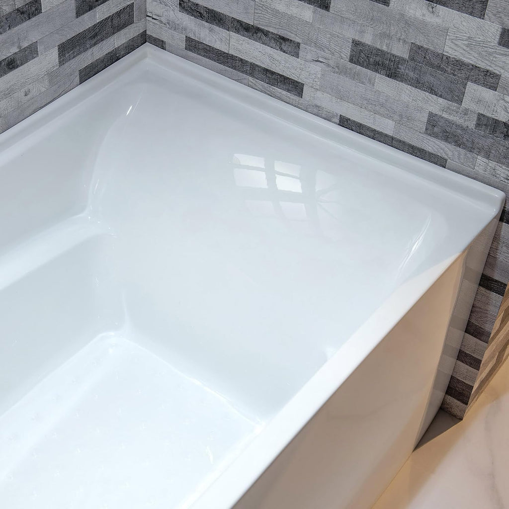 WOODBRIDGE 54' Acrylic Rectangular Alcove Soaking Bathtub in White with Left Drain, Oil Rubbed Bronz pop-UP Drain Included BA5430L