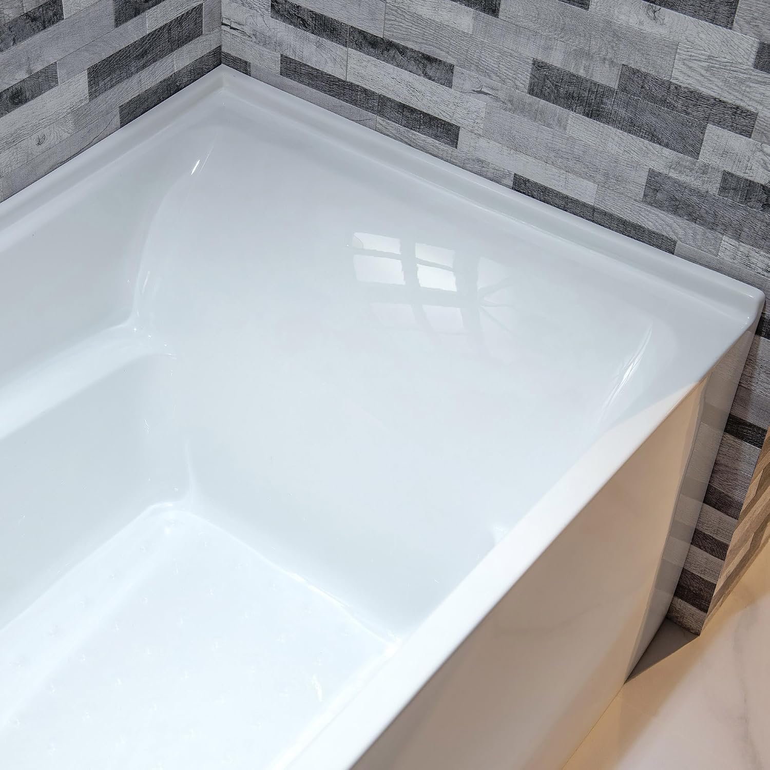WOODBRIDGE 60' Acrylic Rectangular Alcove Soaking Bathtub in White with Left Drain, Oil Rubbed Bronze pop-UP Drain Included BA6030L