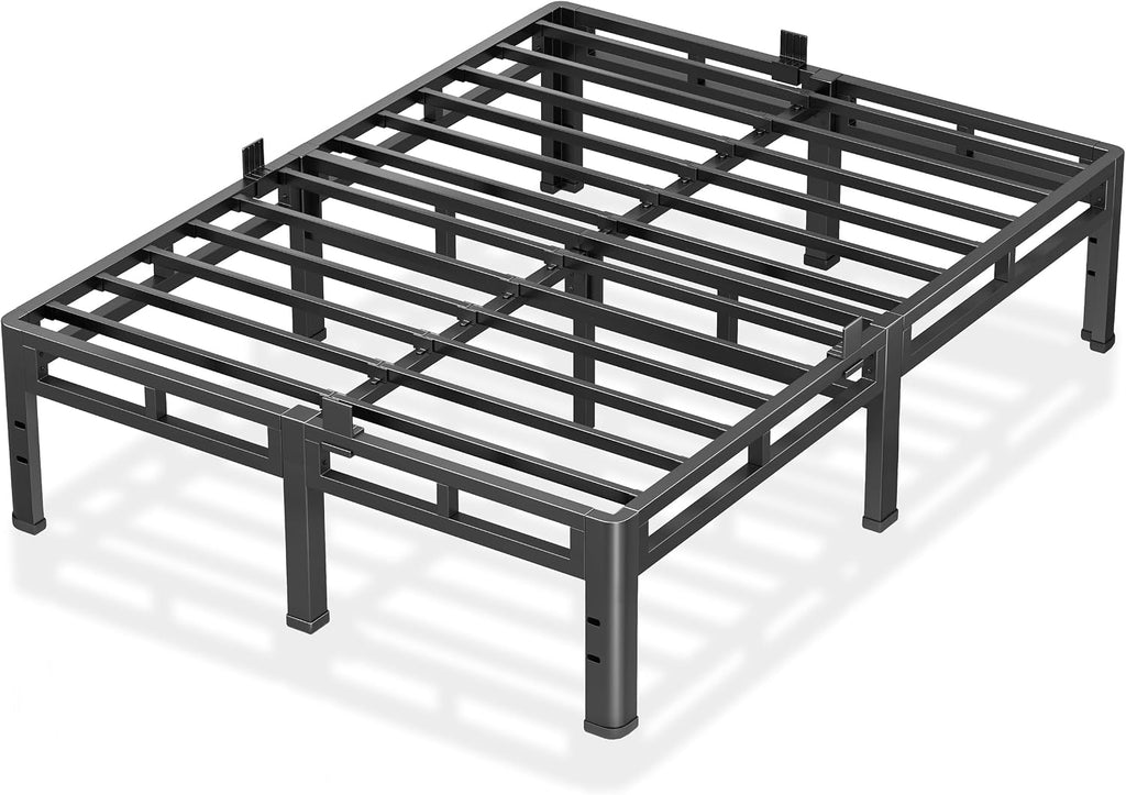 NKZ 12 Inch Full Size Bed Frame, Metal Bed Frame & Box Spring 2 in 1 Platform with Round Corner Legs, 4000Lbs Heavy Duty Metal Frame, Mattress Slide Stopper, Headboard Hole, Noise-Free, Easy Assembly