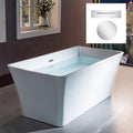 WOODBRIDGE 59' Acrylic Freestanding Bathtub Contemporary Soaking White Tub with Chrome Overflow and Drain，BTA1509 -C-Drain &O