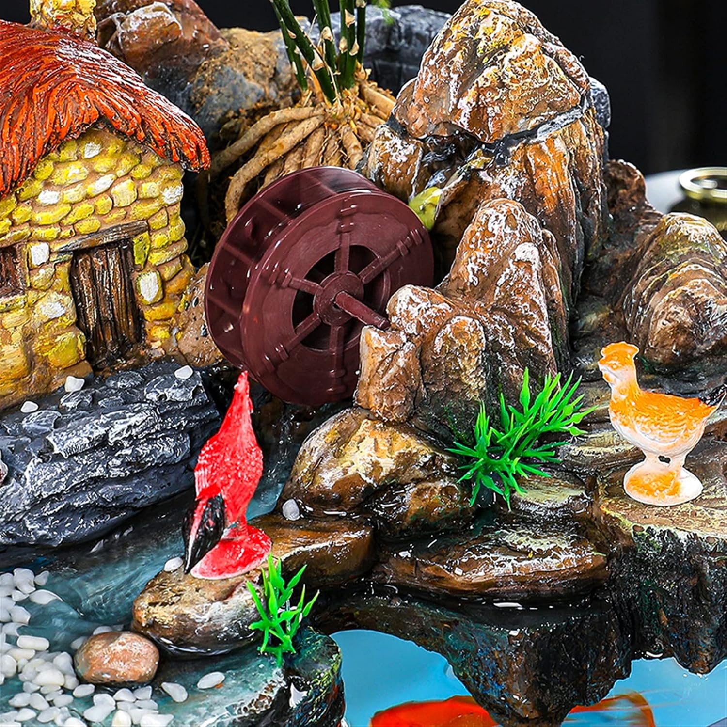 Indoor Waterfall Fountain Desktop Fountain Waterfall Desktop Humidifier with Rockery Aquariums Feng Shui Wheel Tabletop Fountain Home Office Decoration Tabletop Fountains