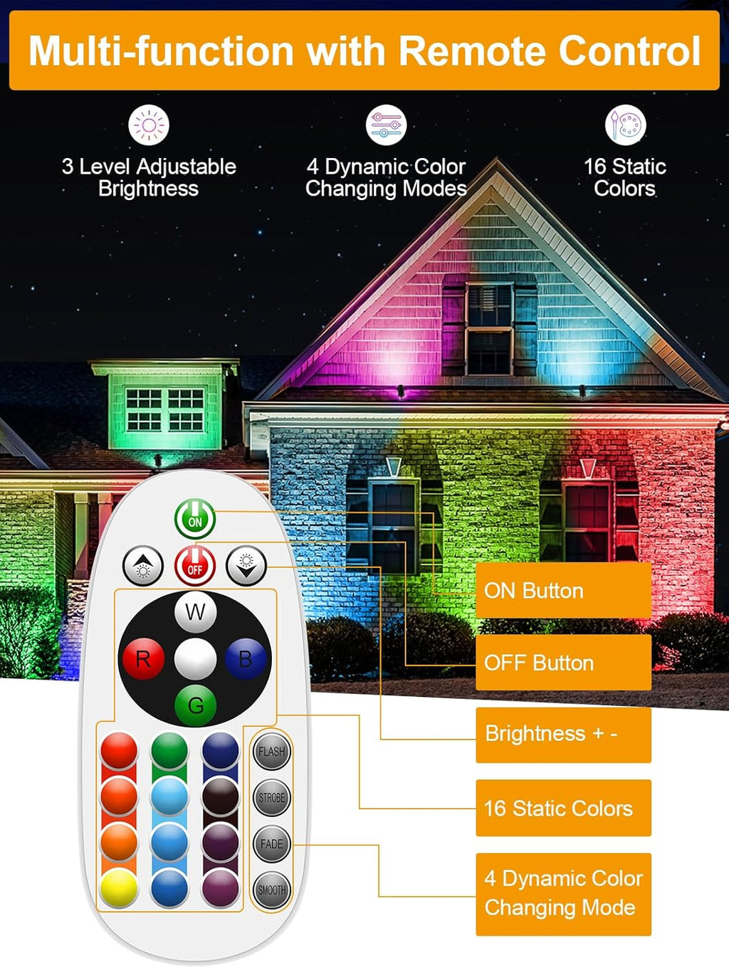 ZUCKEO 12W Color Changing Landscape Lights RGB Low Voltage Landscape Lighting Remote Control, Waterproof LED Outdoor Spotlight for Garden Pathway House Christmas Decor, 10 Pack with Connector