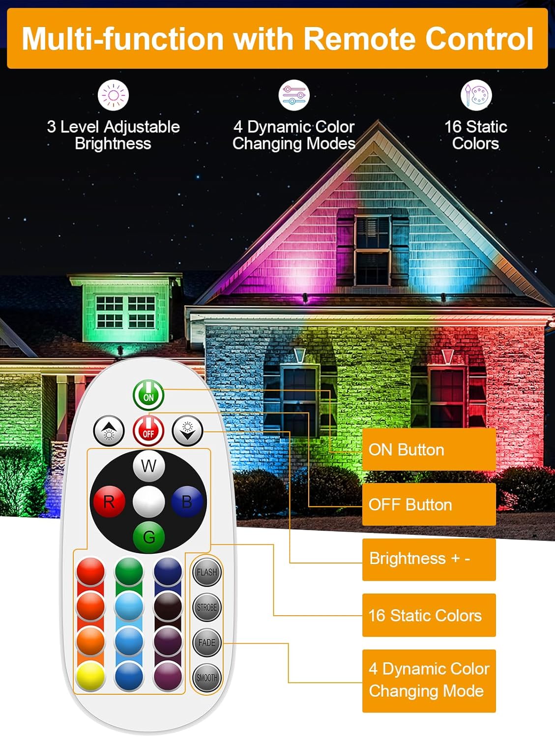 ZUCKEO 12W Color Changing Landscape Lights RGB Low Voltage Landscape Lighting Remote Control, Waterproof LED Outdoor Spotlight for Garden Pathway House Christmas Decor, 10 Pack with Connector