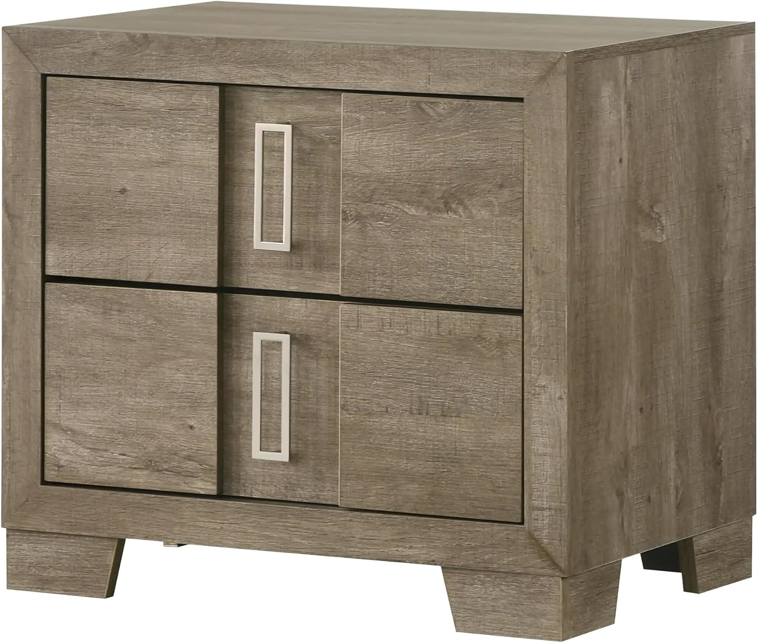KB Designs - 5-Piece Bedroom Set with LED Panel Bed, Dresser with Mirror, Chest and Nightstand, Weathered Gray Oak Finish, Contemporary Rustic Design, King Size Bed