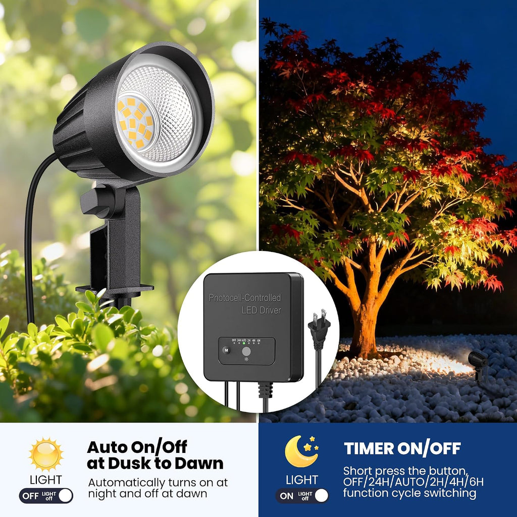 All-in-One Low Voltage Landscape Lighting Kit, 12W LED Landscape Spot Lights with 150W Transformer 100FT Wire, 2700K Waterproof Outdoor Landscape Lighting for Yard Garden Pathway (12 Pack)