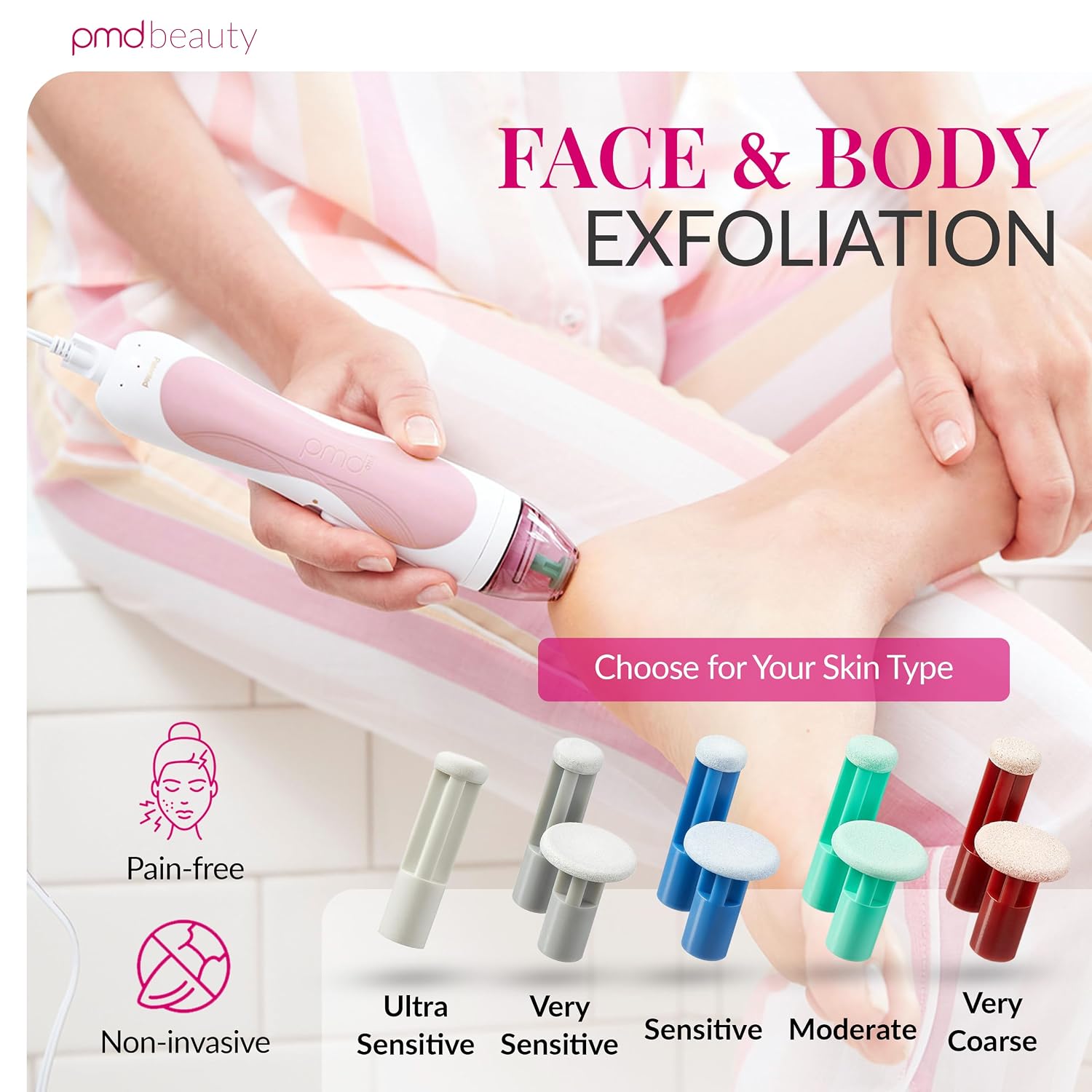 PMD Beauty Personal Microderm Pro - At-Home Use, Facial Exfoliator Tool, Microdermabrasion Machine Kit for Face and Body Skincare