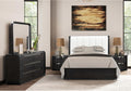 Furniture of America Teada Modern Solid Wood 5-Piece Bedroom Set with Padded Curved Headboard, Oval Nightstand, Felt-Lined Top and UV-Stained Lower Drawers, Box Spring Needed, King, Black