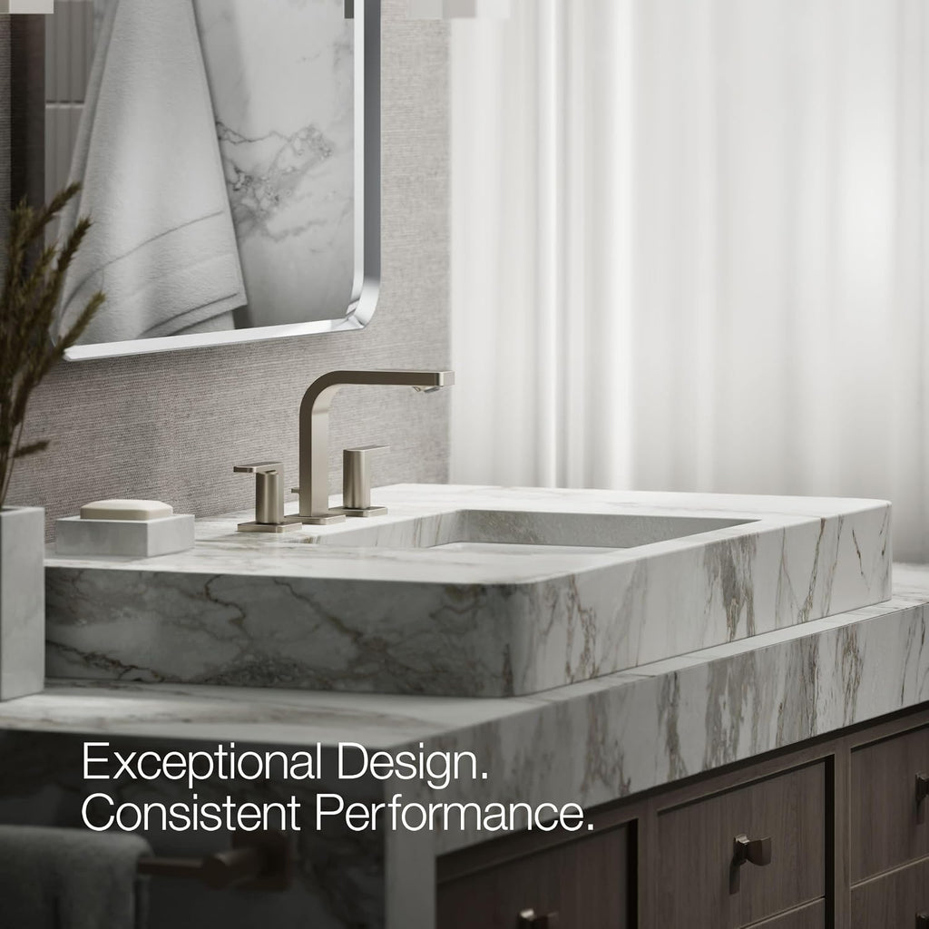 Kohler K-23484-4K-BN Parallel Widespread Bathroom Sink Faucet, 1.0 GPM, Lever Handles, Vibrant Brushed Nickel