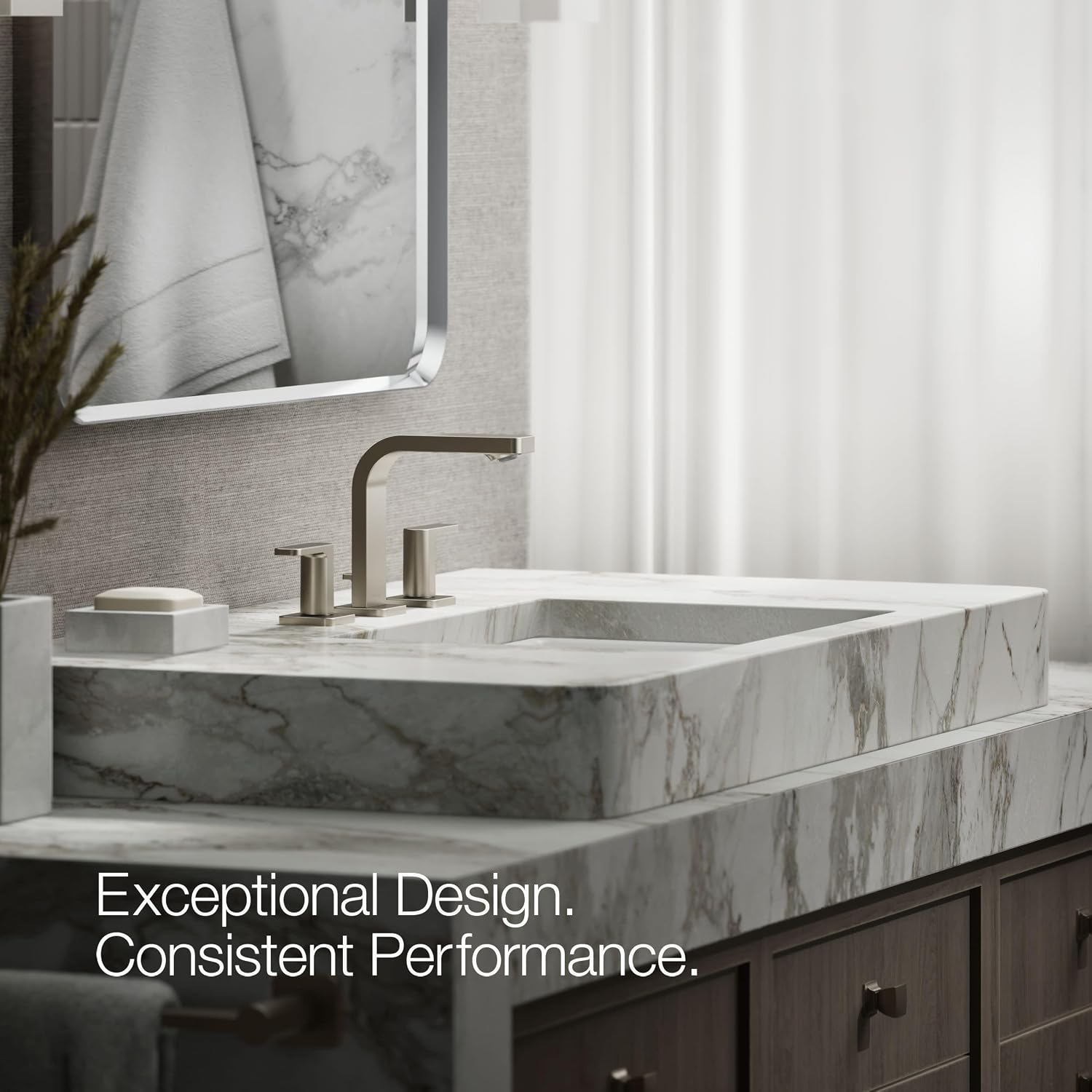 Kohler K-23484-4K-BN Parallel Widespread Bathroom Sink Faucet, 1.0 GPM, Lever Handles, Vibrant Brushed Nickel