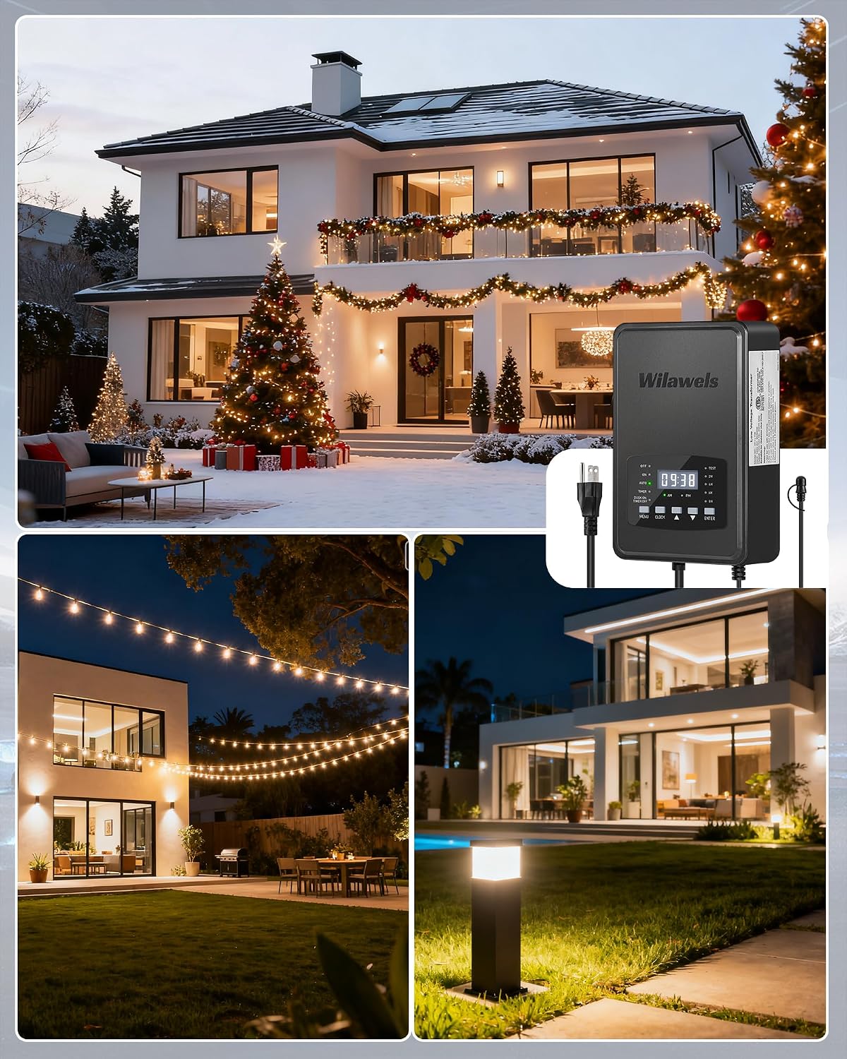500W Low Voltage Landscape Transformer, Weatherproof Outdoor Low Voltage Transformer, 120V AC to 12/14V AC, Landscape Lighting Transformer with Timer and Photocell Sensor, ETL Listed D14LT06