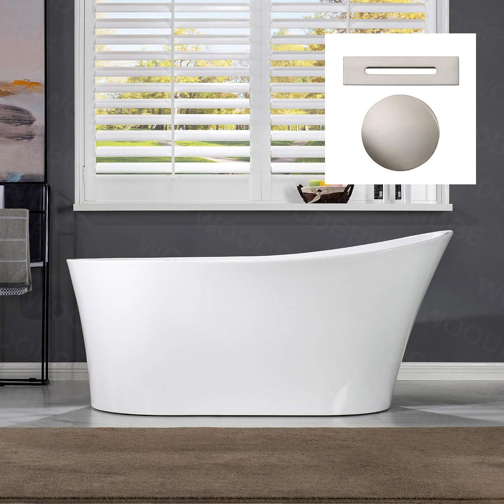 WOODBRIDGE B0084-B/N-Drain&O Bathtub, Brushed Nickel
