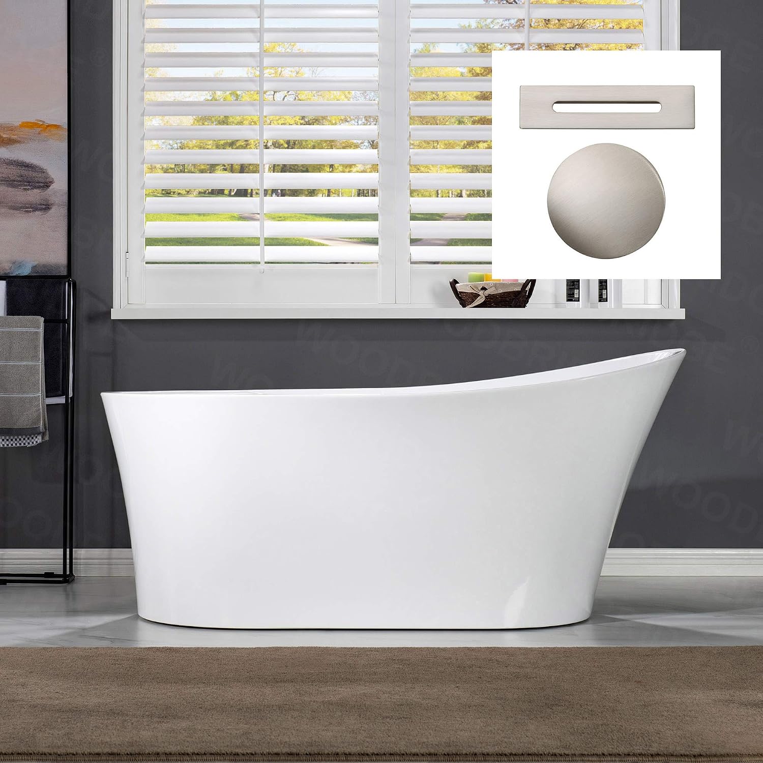 WOODBRIDGE B0084-B/N-Drain&O Bathtub, Brushed Nickel