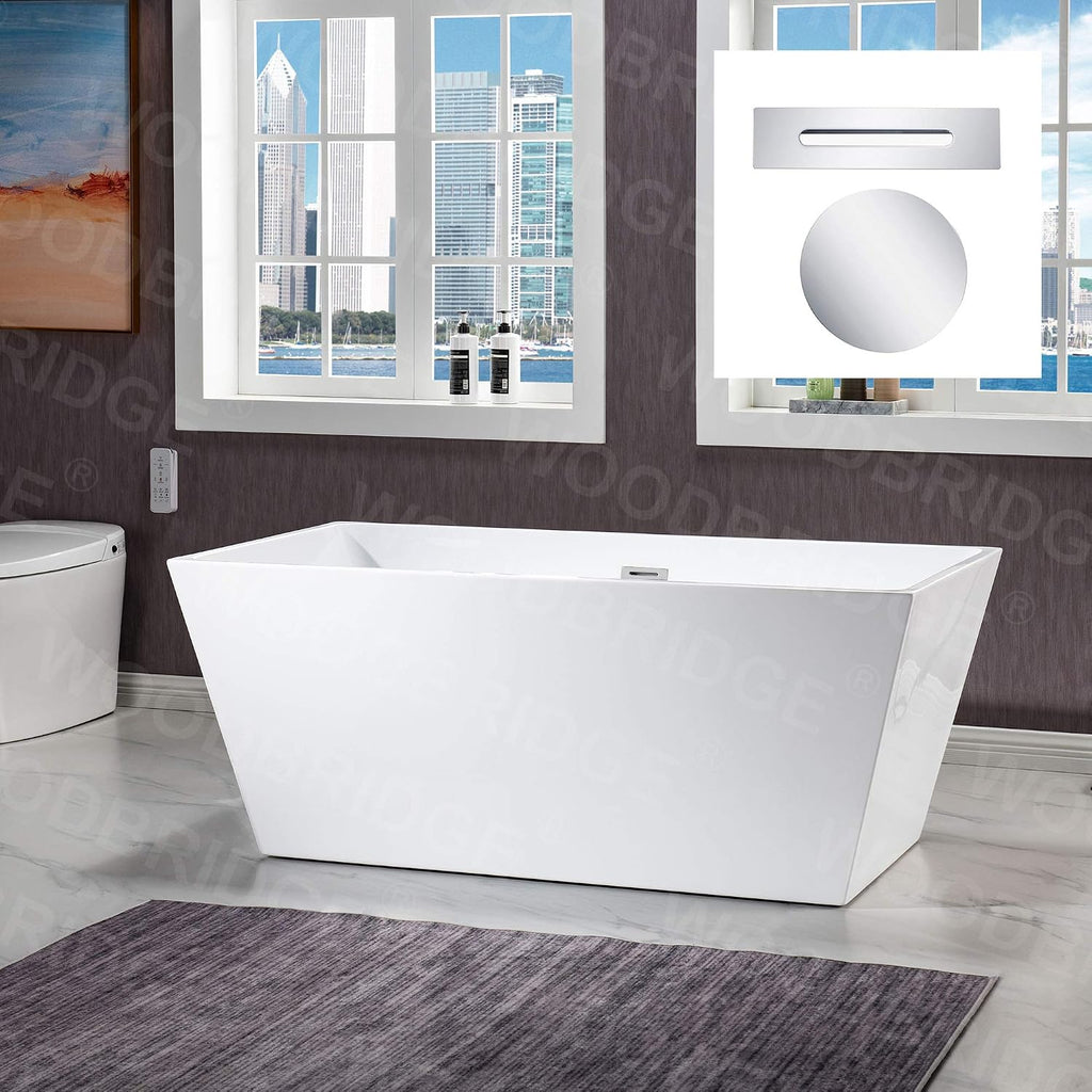 WOODBRIDGE B1412-C-Drain &O Bathtub, WHITE