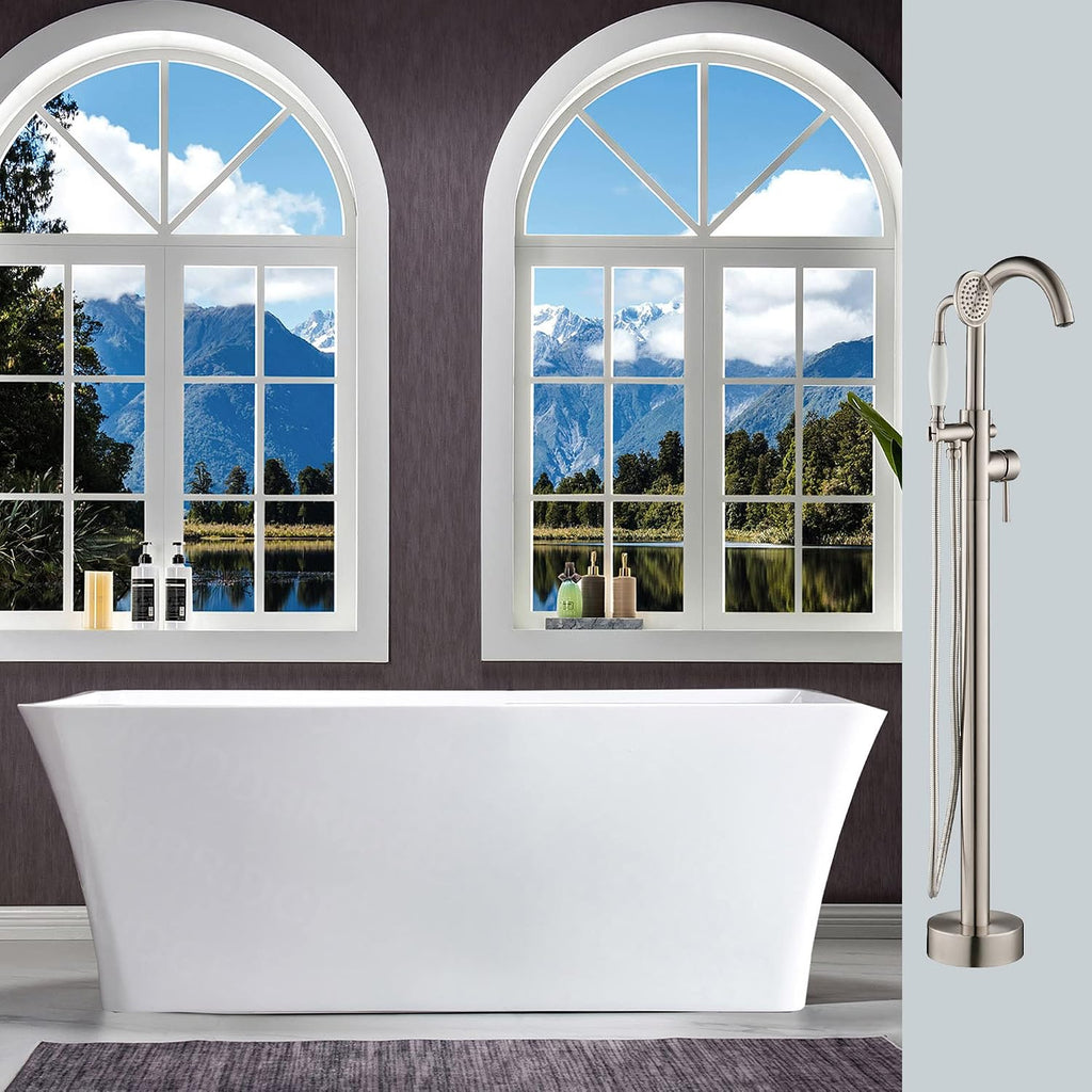 WOODBRIDGE BTS1609-B/N-Drain &O Bathtub & F0001BNVT-Faucet, Brushed Nickel