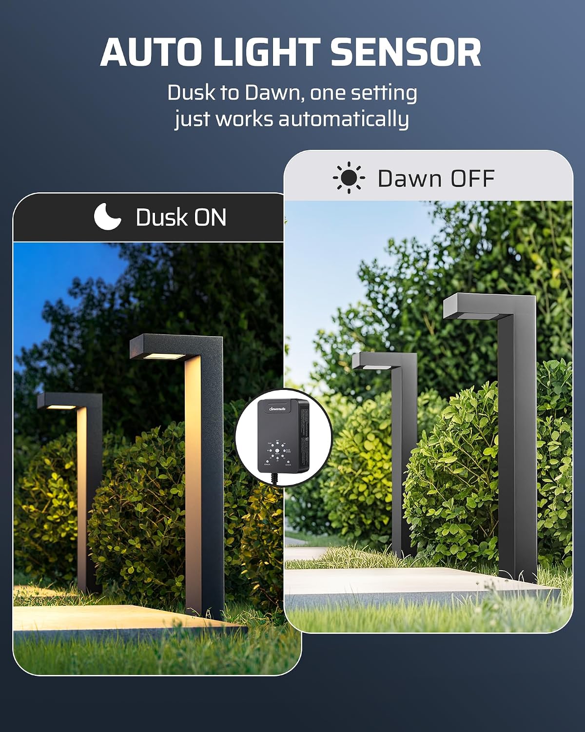 DEWENWILS 12V Landscape Lighting kit, 1x120W Transformer with Dusk to Dawn Photocell Sensor+8x3.2W Aluminum Low Voltage Pathway Lights, 100FT Wire+8 Pack Connector for Patio Yard Garden
