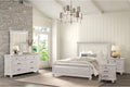 Furniture of America Deborah Modern Solid Wood 5-Piece Bedroom Set with Fabric Headboard, Dentil Molding, Black Square Knob, Felt-Lined Top Drawers, Box Spring Needed, King, Weathered Gray