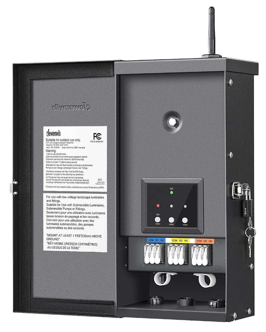 DEWENWILS 300W Low Voltage Landscape Transformer WiFi with 3 Zones, Outdoor Smart Low Voltage Transformer, 120V AC to 12/14V AC, Compatible with Alexa & Google Assistant, for Landscape Lighting