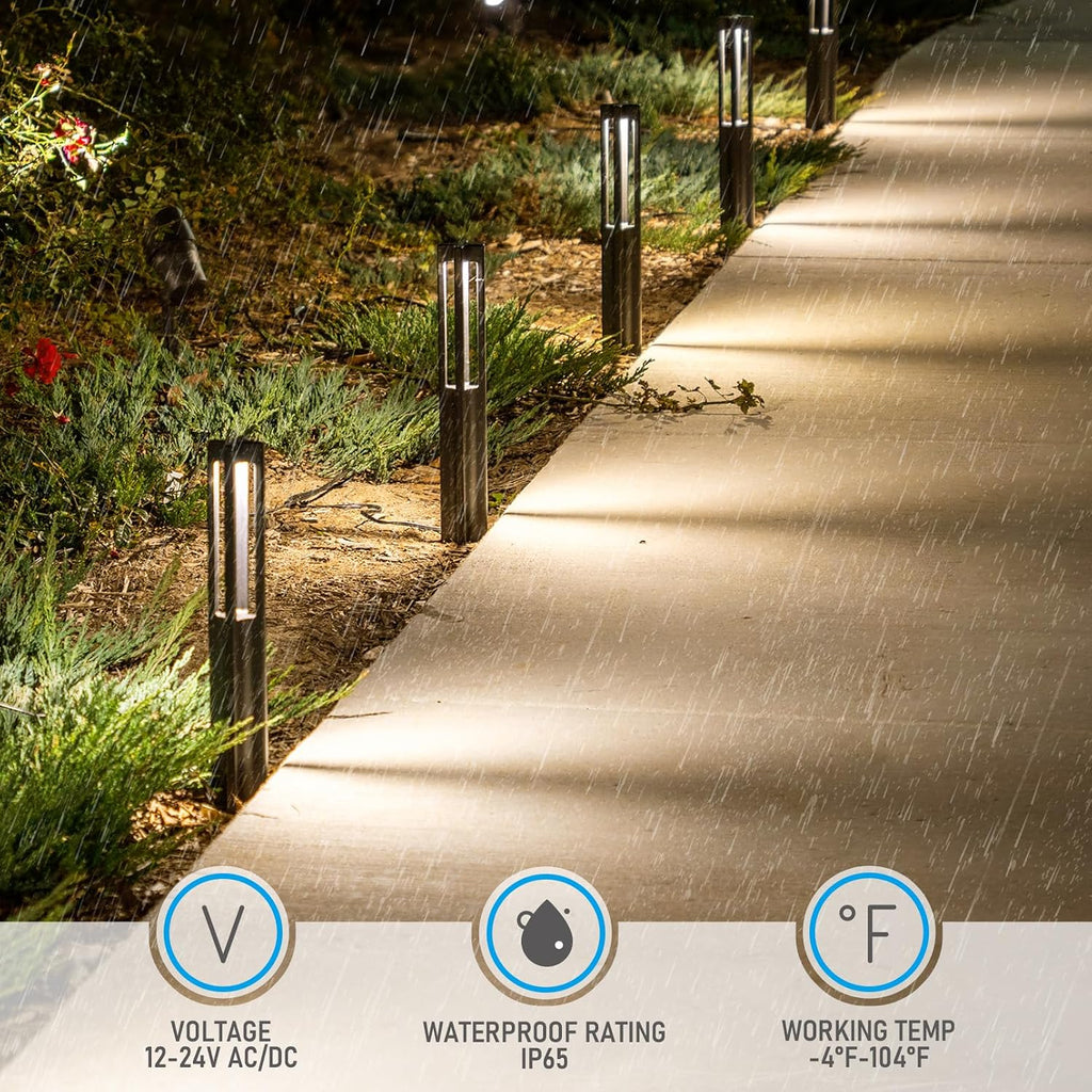 LEONLITE 5CCT Low Voltage Path Lights, Update 1800K2700K3000K4000K5000K Selectable, 3W LED Landscape Pathway Lights, Outdoor Landscape Lighting, Aluminum, 12-24V AC/DC, ETL, IP65, Pack of 6