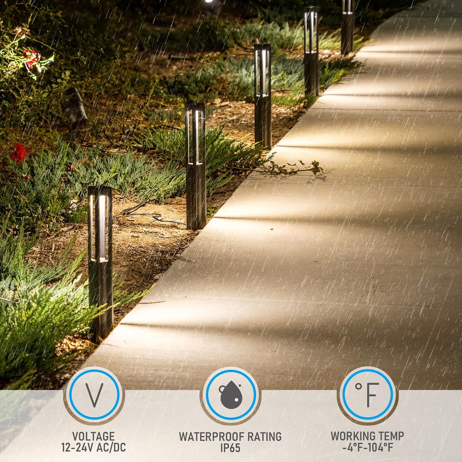LEONLITE 5CCT Low Voltage Path Lights, Update 1800K2700K3000K4000K5000K Selectable, 3W LED Landscape Pathway Lights, Outdoor Landscape Lighting, Aluminum, 12-24V AC/DC, ETL, IP65, Pack of 6