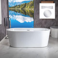 WOODBRIDGE 59' Acrylic Freestanding Bathtub Contemporary Soaking Tub, White Acrylic (Chrome Drain/Overflow),B0012 C-Drain &O