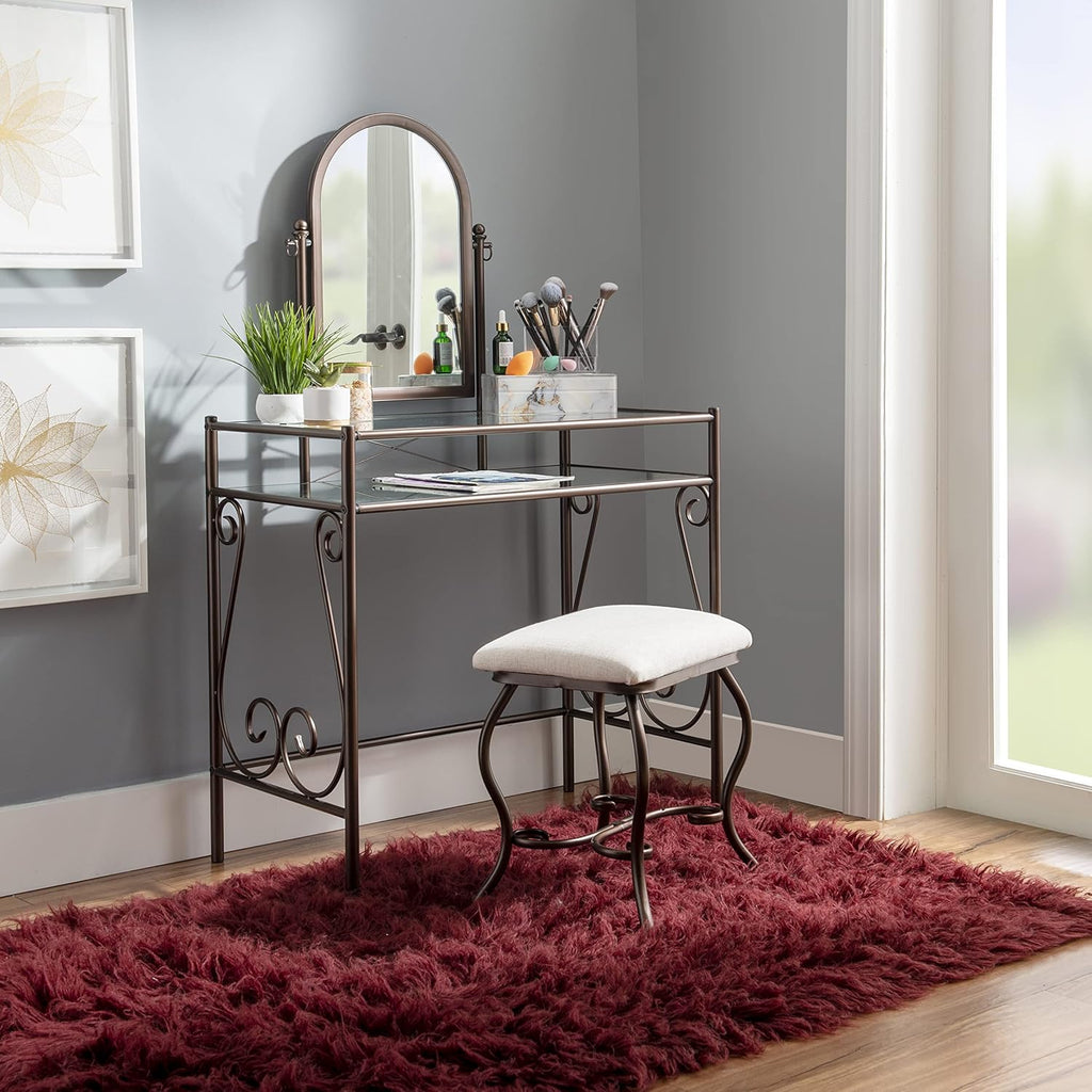 Linon Clarisse Metal Vanity Set (58950MTL-01-KD-U)