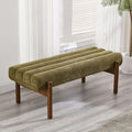 ROCITY Green Upholstered Bench Modern End of Bed Bench Chenille Fabric Bedroom Bench for Entryway Living Room Vanity Makeup Room, 47' Long, Wooden Legs
