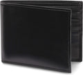 Bosca Men's Leather Wallet - RFID Security Lining - 8 Card Slots - Divided Currency Well - Full Grain Italian Leather with Glossy Finish - Black