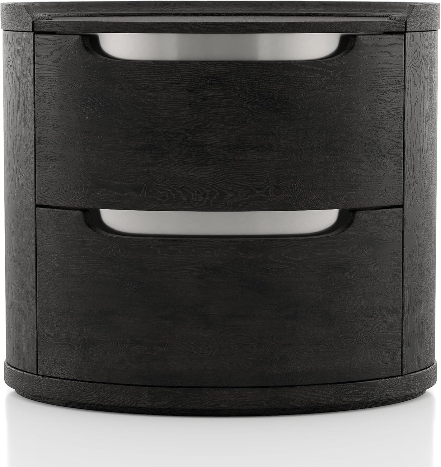 Furniture of America Teada Modern Solid Wood 5-Piece Bedroom Set with Padded Curved Headboard, Oval Nightstand, Felt-Lined Top and UV-Stained Lower Drawers, Box Spring Needed, King, Black