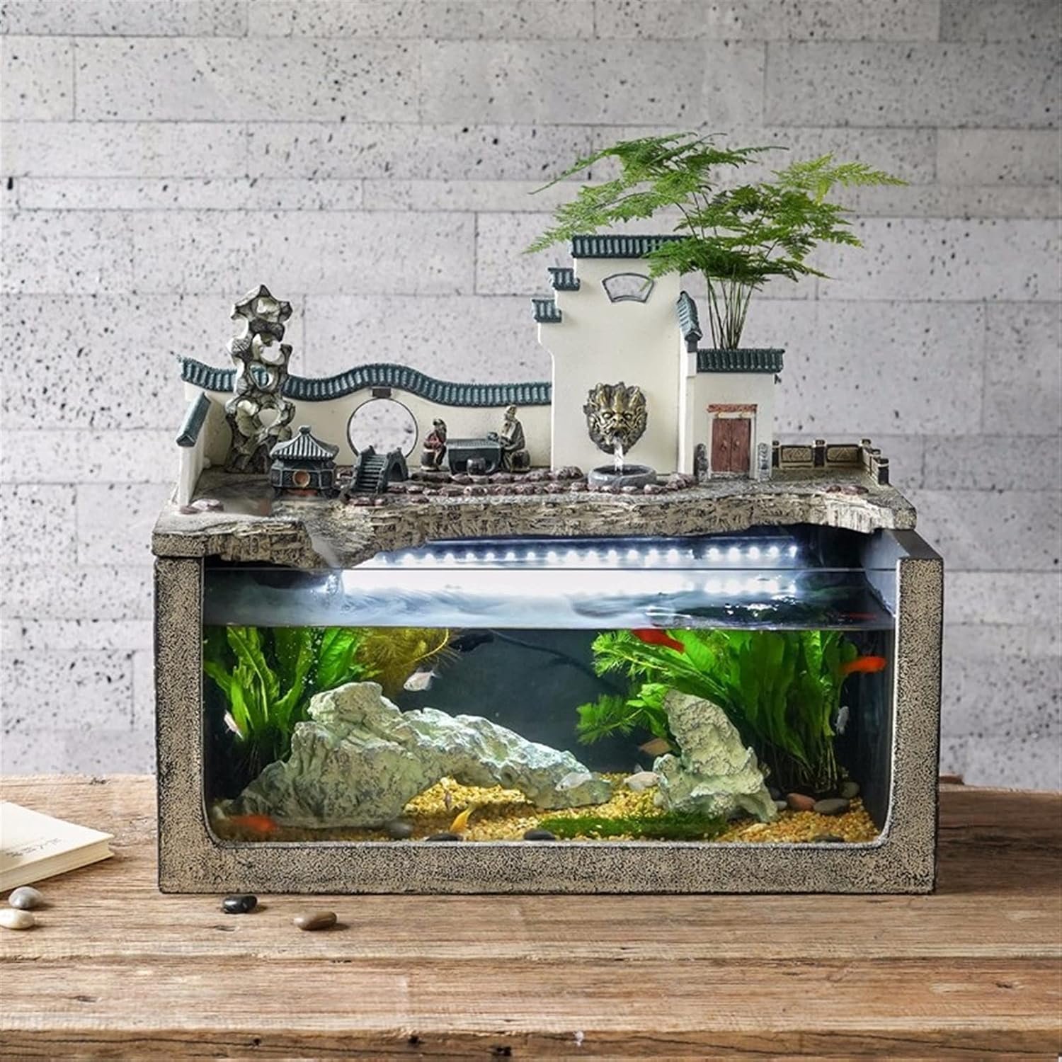Tabletop Fountain Creative Indoor Tabletop Water Fountain Resin Fountain Waterfall Fish Tank Office Relaxation Water Fountain - Home Office Decor Tabletop Water Fountain