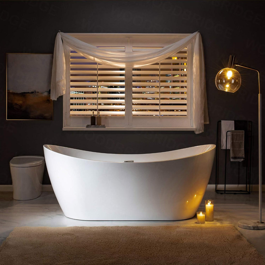 WOODBRIDGE BTA1517-B/N-Drain &O +F0001BNVT BATHTUB, With Brushed Nickel Drian