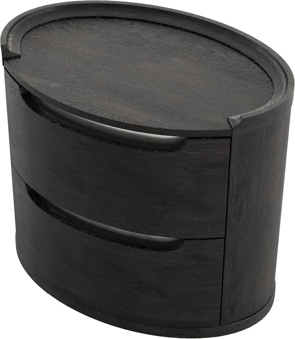 Furniture of America Teada Modern Wood 5-Piece Bedroom Set with Padded Curved Headboard, Oval Nightstand, Felt-Lined Top and UV-Stained Lower Drawers, Box Spring Needed, Queen, Black
