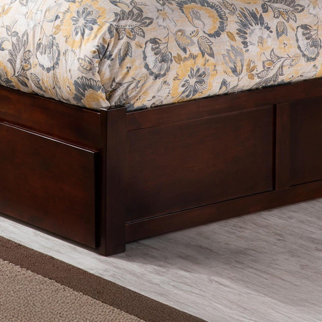 AFI Concord Queen Size Platform Bed with Footboard & Storage Drawers in Walnut