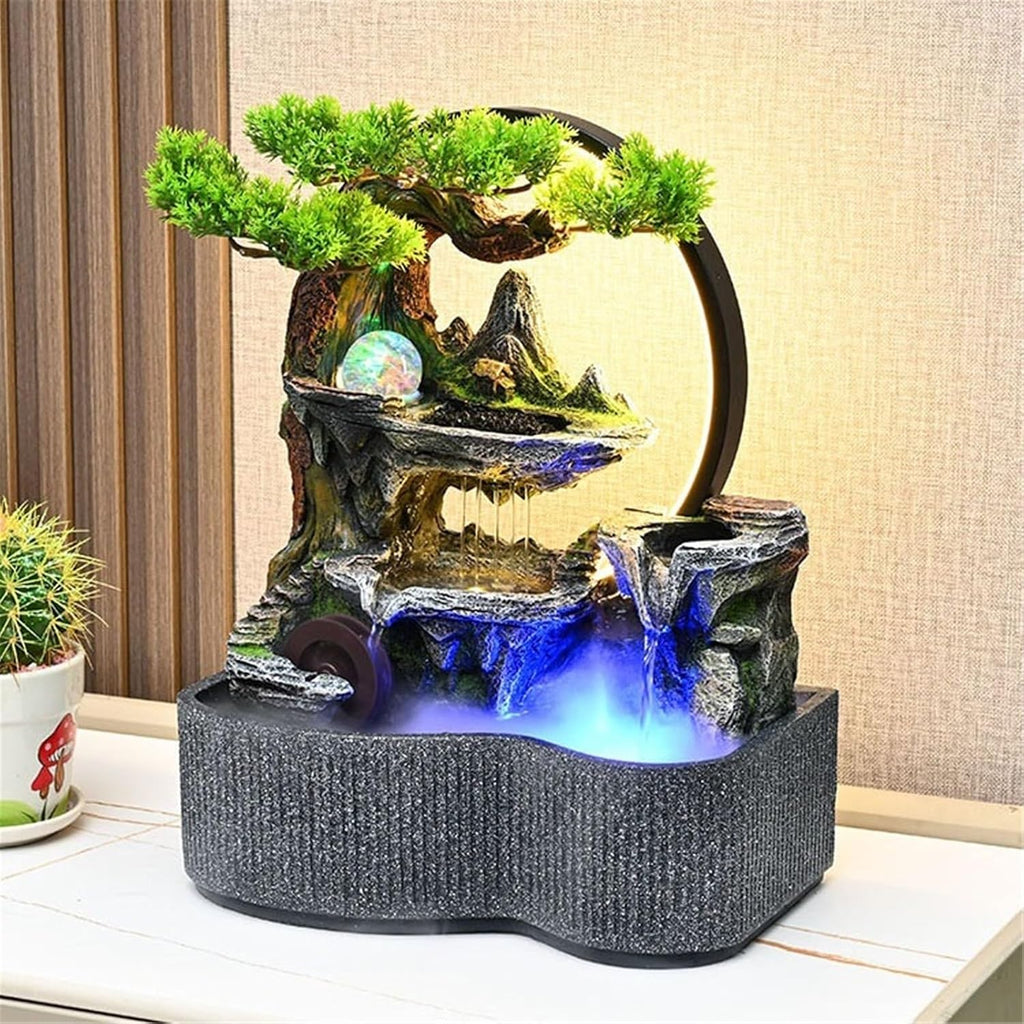 Tabletop Fountain Indoor Water Fountain, Circulating Feature Desktop Feng Shui Wheel Fish Pond Landscaping