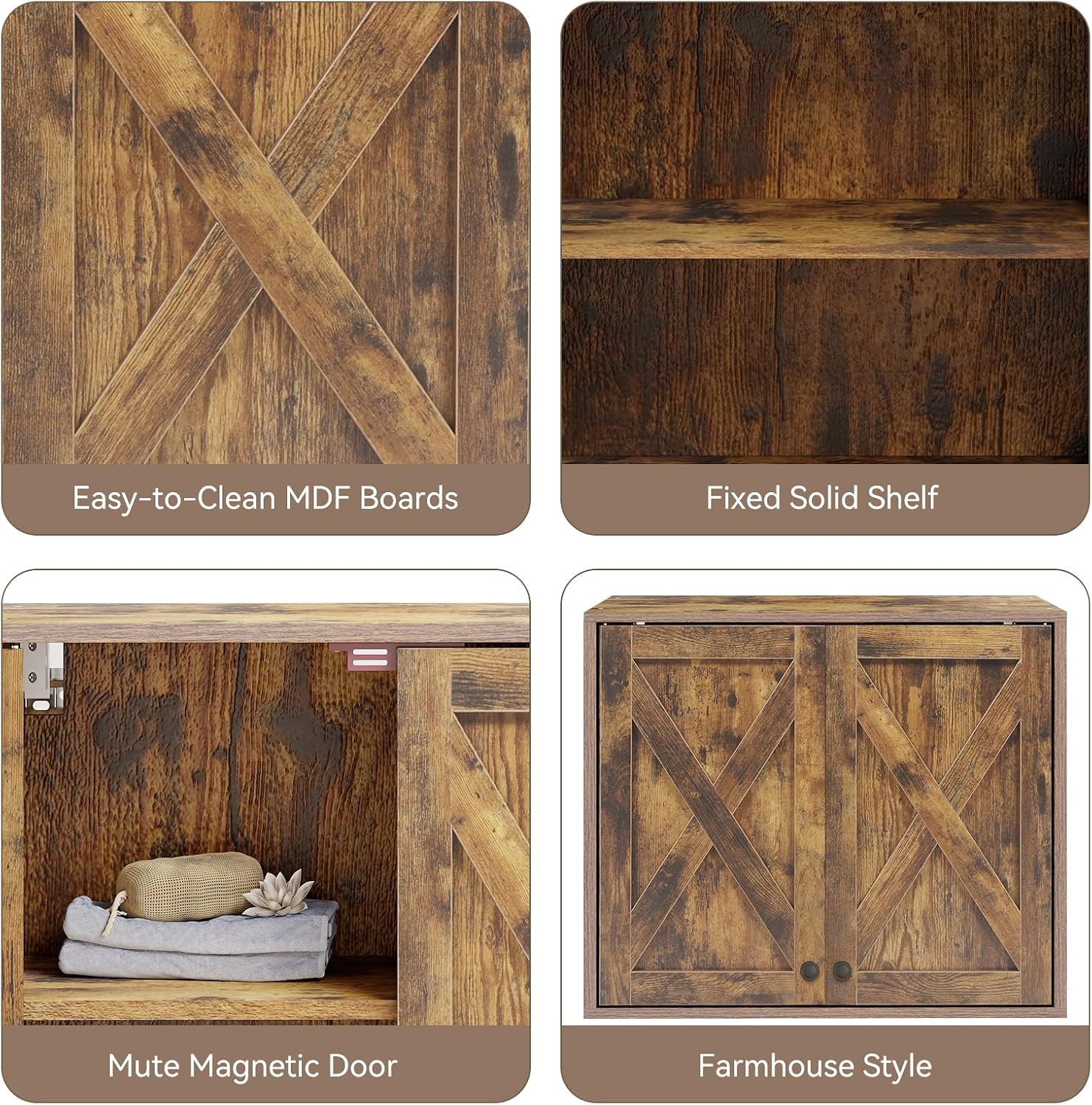 YOURLITE Laundry Cabinet, Medicine Cabinet, Bathroom Kitchen Storage Wall Mounted Farmhouse Organizer with Shelves Over Toilet, One Set of 2 Pieces X 24'