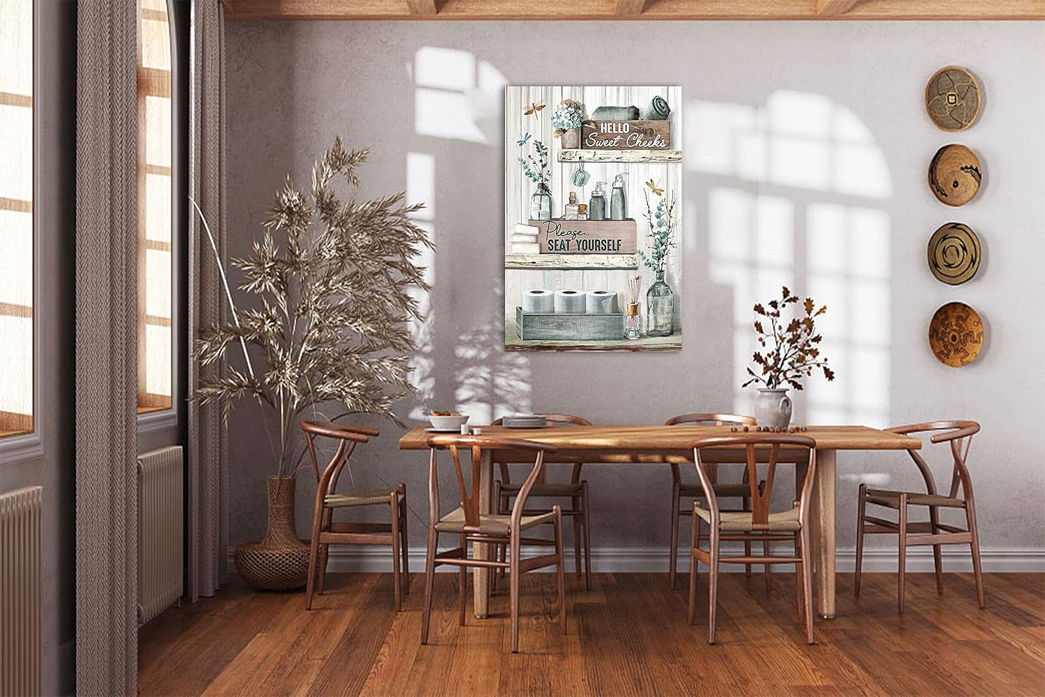 Farmhouse Bathroom Wall Decor,Bathroom Rules Wall Art,Dragonfly Canvas Prints Teal Farmhouse Pictures Country Bathroom Decor,Funny Bath Laundry Framed Artwork Rustic Home Decor 32x48 Inch