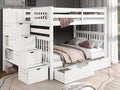 Bedz King Stairway Bunk Beds Full Over Full, 4 Step Drawers, 2 Storage Drawers, White