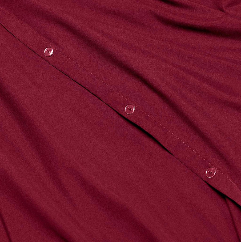 4 Piece Bed in a Bag Set 100% Egyptian Cotton 600 Thread Count Duvet Cover Pillow Shams & Fitted Sheet with Extra Deep Pocket Soft Bedding(Full Size, Burgundy)