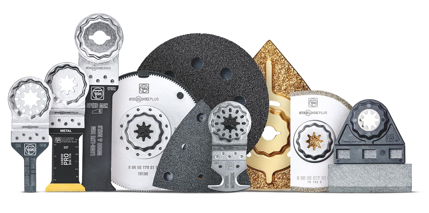 Fein Starlock Plus Diamond Segmented Saw Blade for MultiMaster Tools - Precise Marble, Epoxy Resin and Pozzolan Grout Removal, Extra Thin Version, 3-17/32' Diameter, 3/64' Kerf, 5-Pack - 63502217230
