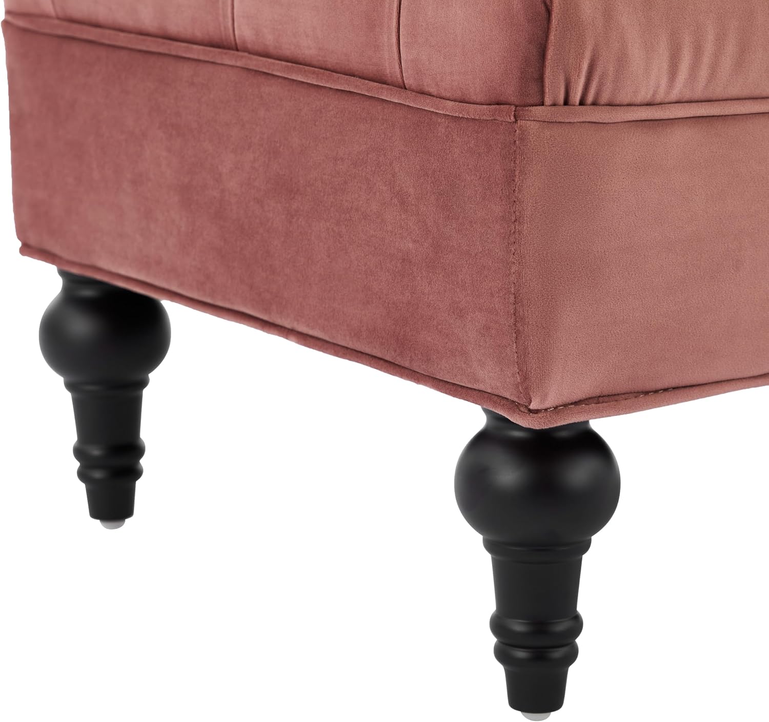 Christopher Knight Home Emmie Modern Velvet Ottoman Bench with Detachable Pillow, Wooden Bedroom End of Bed Bench, Upholstered Entryway Ottoman Foot Rest, Living Room Sofa Extra Seat, Reddish Pink