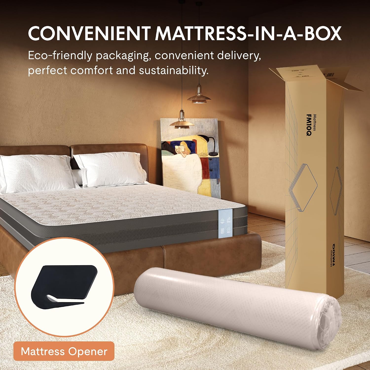FLEXISPOT 10'' Queen Size Cooling Gel Memory Foam Mattress, Viscose from Bamboo, Medium Firm, 10-Year Warranty, Mattress-in-A-Box, Certi-PUR & Oeko-TEX Certified, Washable, Fire-Resistant.