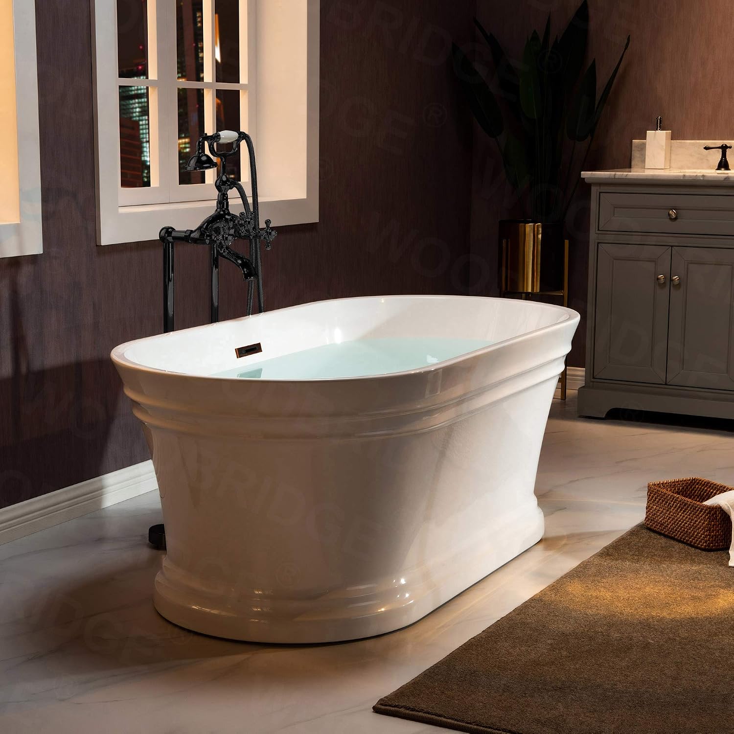 WOODBRIDGE BTA1536-ORB-Drain &O+F0029ORB BATHTUB, Oil Rubbed Bronze