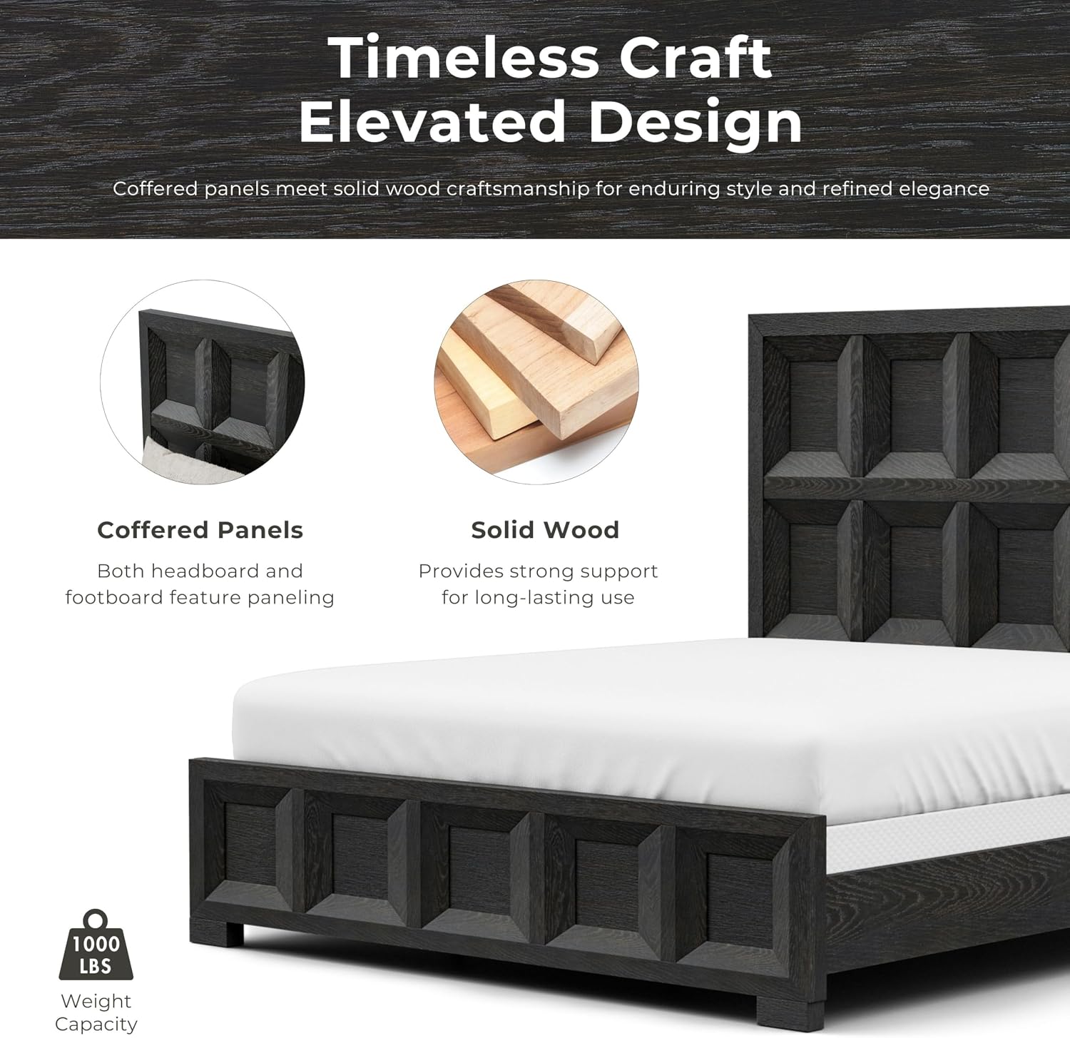 Furniture of America Dannen Modern Classic Solid Wood 4-Piece Bedroom Set, Panel Bedframe, Writing Desk and Wooden Nightstands with USB Ports, Box Spring Needed, King, Tawny Brown