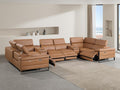 BlackJack Furniture Antonio 8 Piece U Shaped Power Reclining Sectional Sofa, Modular Couch with Top Grain Italian Leather, 4 Electric Recliners, USB & Wireless Chargers, Storage Console, Cognac