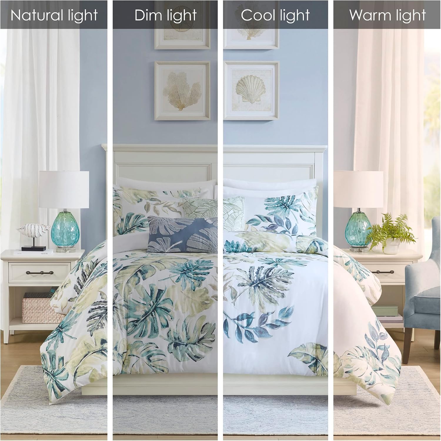 Harbor House 100% Cotton Duvet Cover, Coastal, Beach Cottage Design, All Season, Breathable Comforter Tropical Bedding, Matching Shams, Lorelai Monstera Leaf Cal King (106'x90') 5 Piece