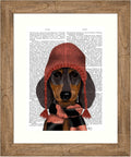 Amanti Art Framed Wall Art Print 24x20 Dachshund in Pink Hat and Scarf by Fab Funky, Animals Wall Art, Vintage Decor, Small Poster Painting Artwork for Living Room, Bedroom, Bathroom, Kitchen, Office
