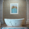 WOODBRIDGE 69' Marble-Pattern Stone Resin Freestanding Soaking Tub, Modern Oval Solid Surface Bathtub with Integrated Slotted Overflow & Drain, Matte Finish, CST0715
