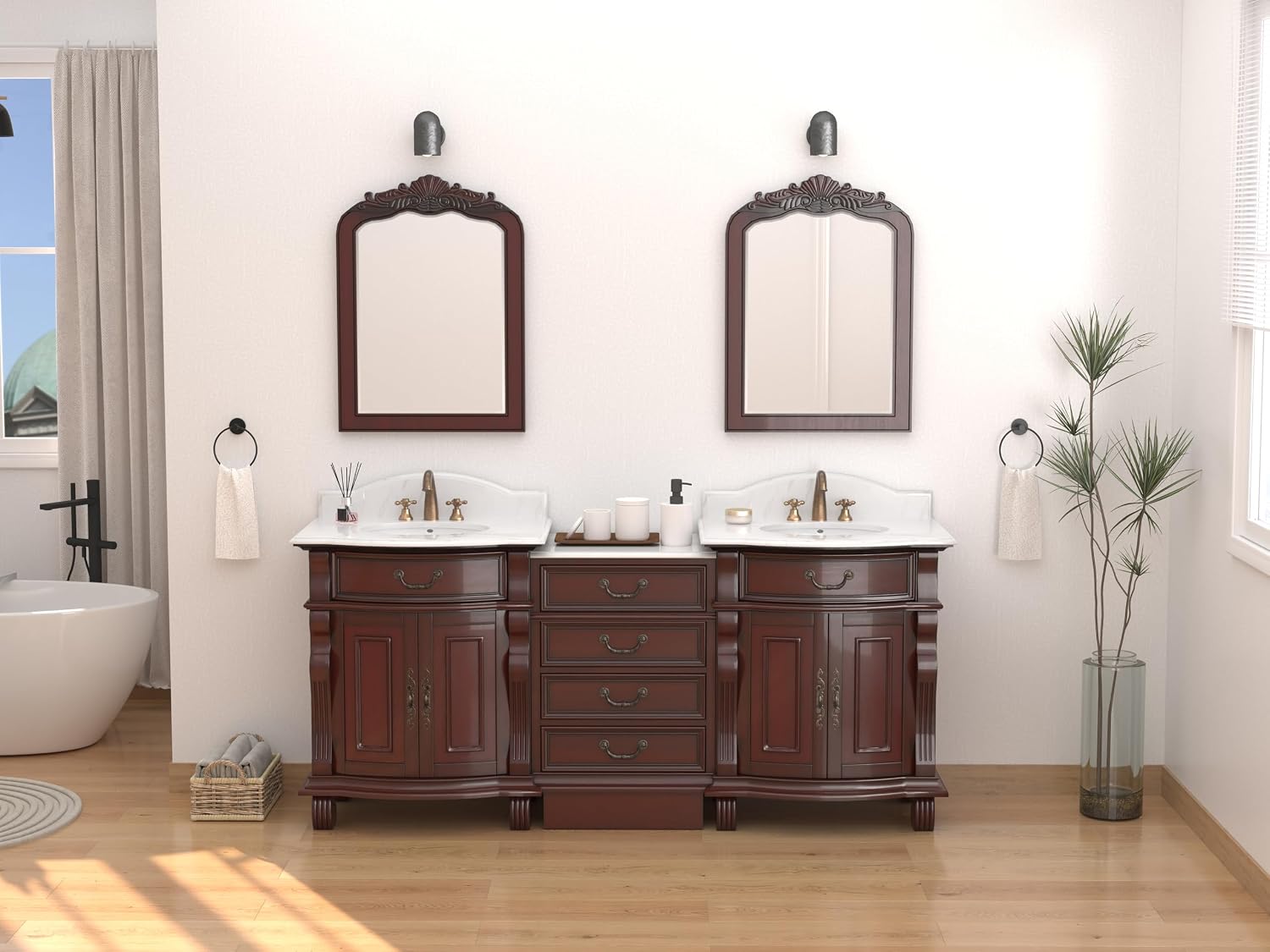 Hopkinton Bathroom Vanity with Stone top (White countertop, 78 inch)