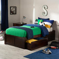 AFI Concord Twin XL Size Platform Bed with Footboard & Storage Drawers in Walnut